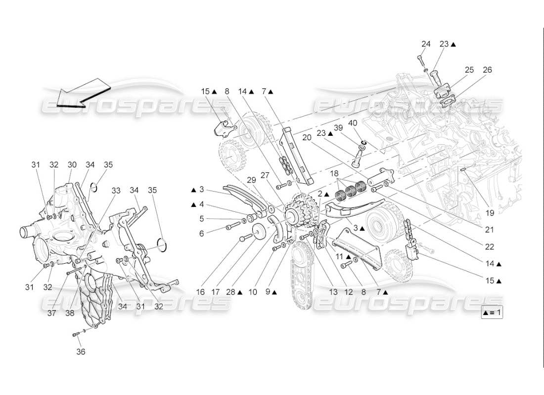 maserati qtp. (2010) 4.7 auto diagrama de piezas de sincronización