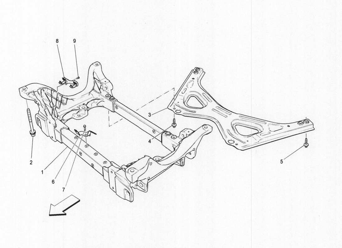 maserati qtp. v6 3.0 bt 410bhp 2wd 2017 diagrama de piezas del chasis delantero
