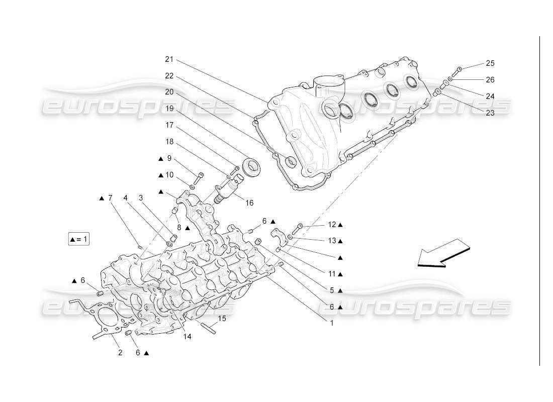 maserati qtp. (2007) 4.2 auto diagrama de piezas de la culata izquierda