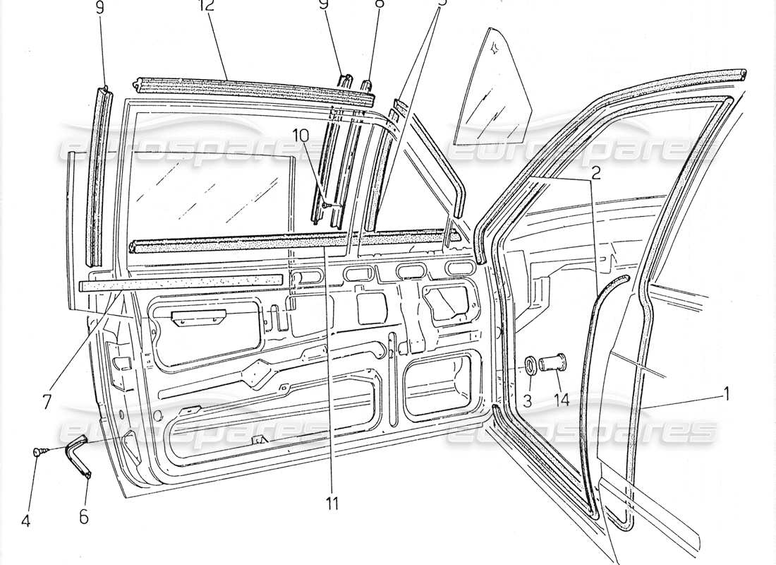 maserati 228 junta de apertura de puerta diagrama de piezas