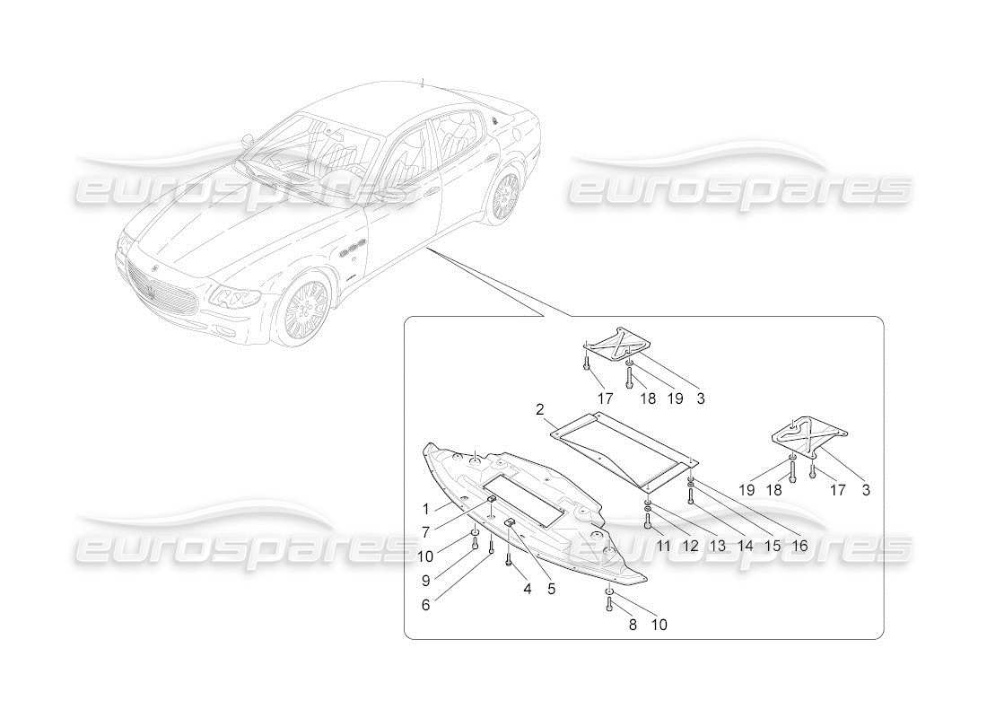 maserati qtp. (2011) 4.7 auto diagrama de piezas de protectores de bajos y pisos