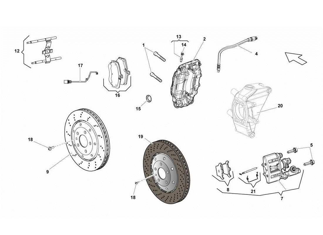 lamborghini gallardo lp560-4s update discos de freno trasero std-ccb diagrama de piezas