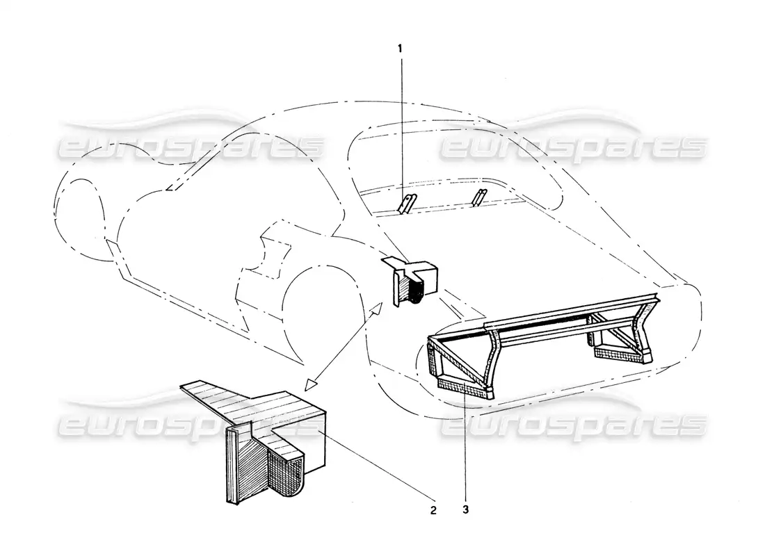 ferrari 206 gt dino (coachwork) diagrama de piezas de trabajo del marco externo trasero