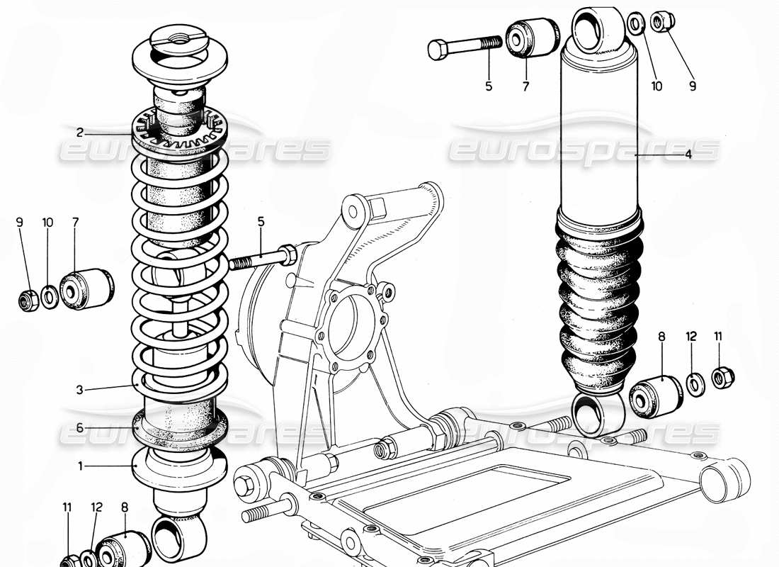 ferrari 365 gtc4 (mechanical) amortiguadores traseros diagrama de piezas