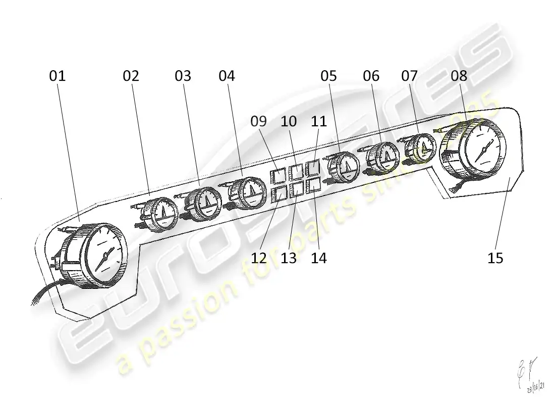 lamborghini urraco p250 / p250s instruments diagrama de piezas