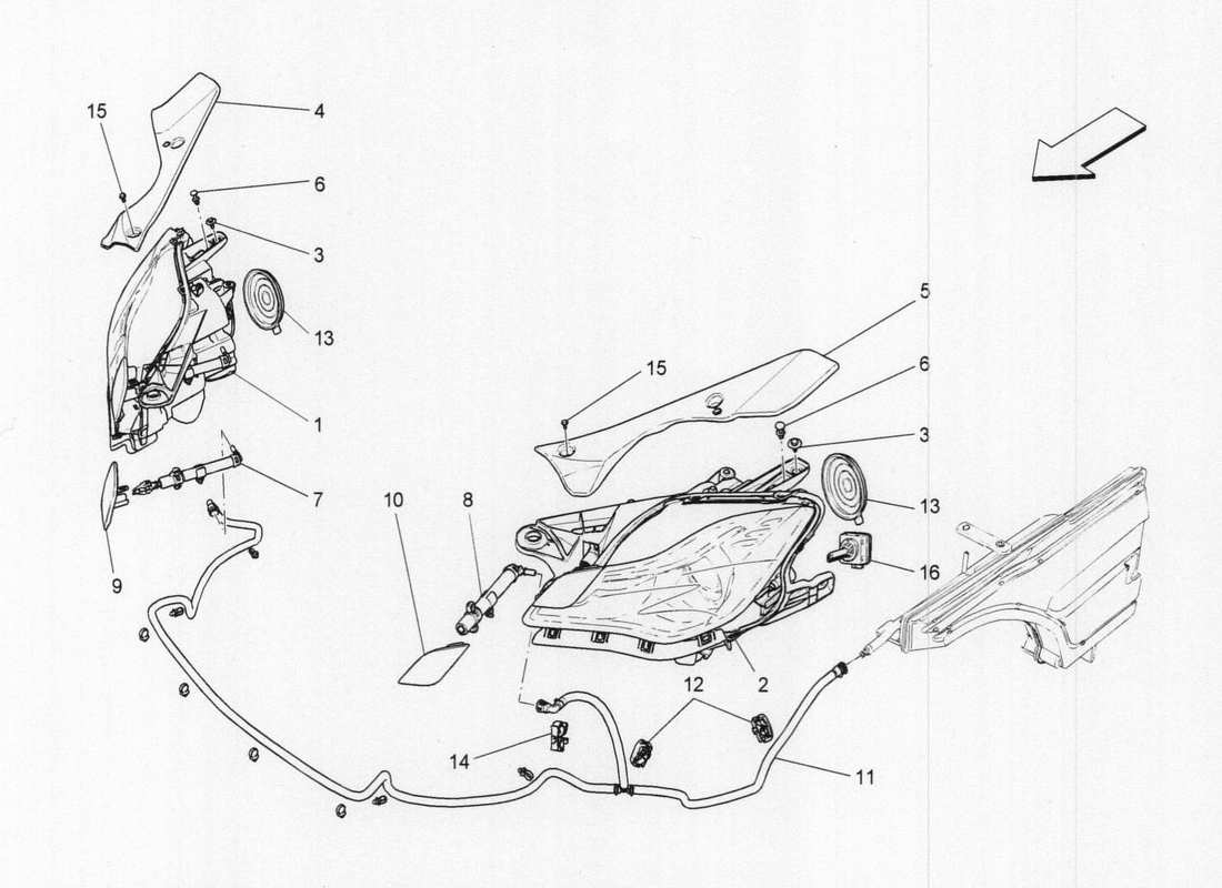maserati qtp. v6 3.0 tds 275bhp 2017 diagrama de piezas de los grupos de faros