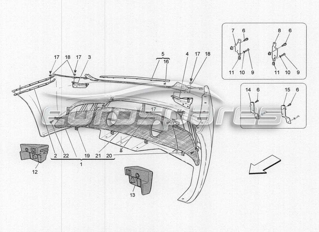 maserati grancabrio mc centenario parachoques trasero diagrama de piezas