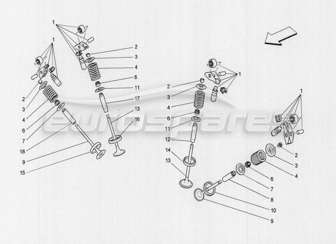 maserati qtp. v8 3.8 530bhp auto 2015 diagrama de piezas de válvulas