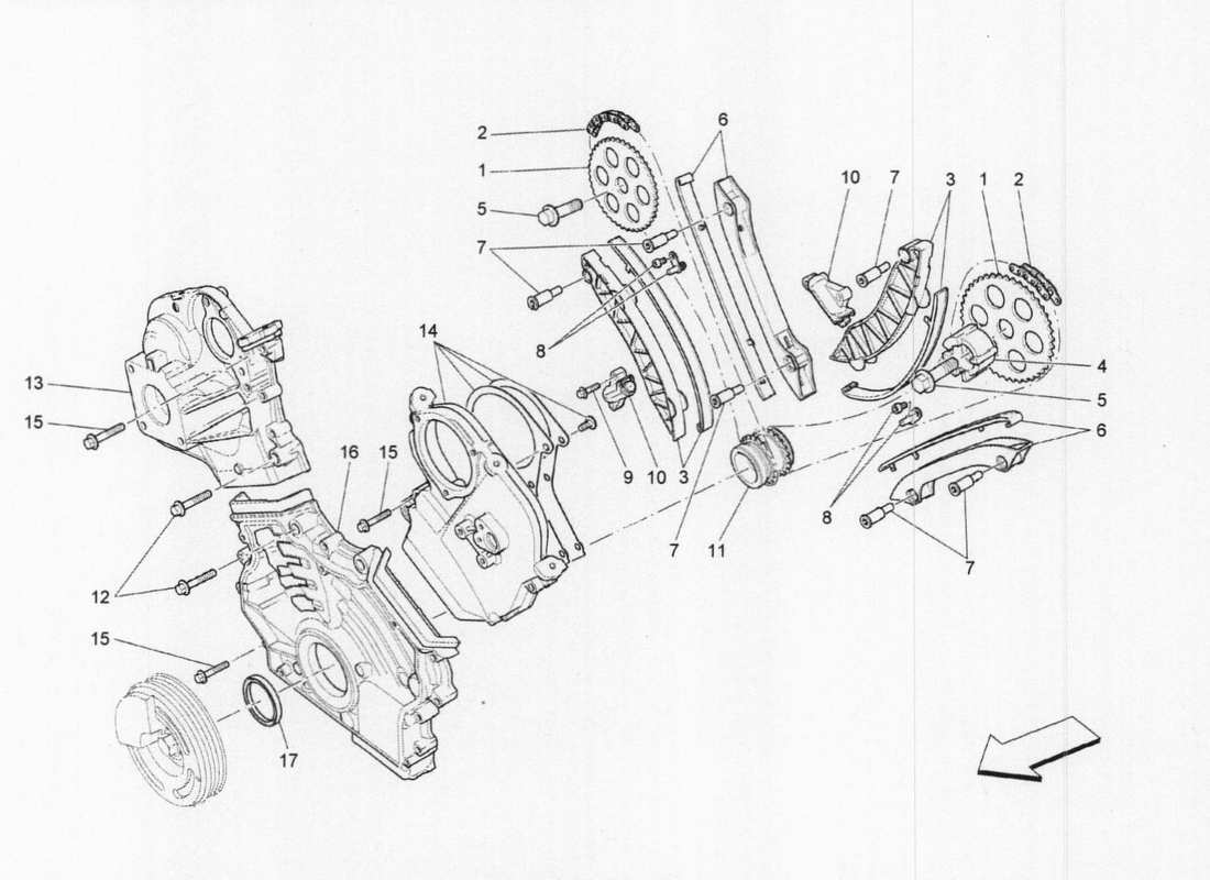 maserati qtp. v6 3.0 tds 275bhp 2017 diagrama de piezas de sincronización