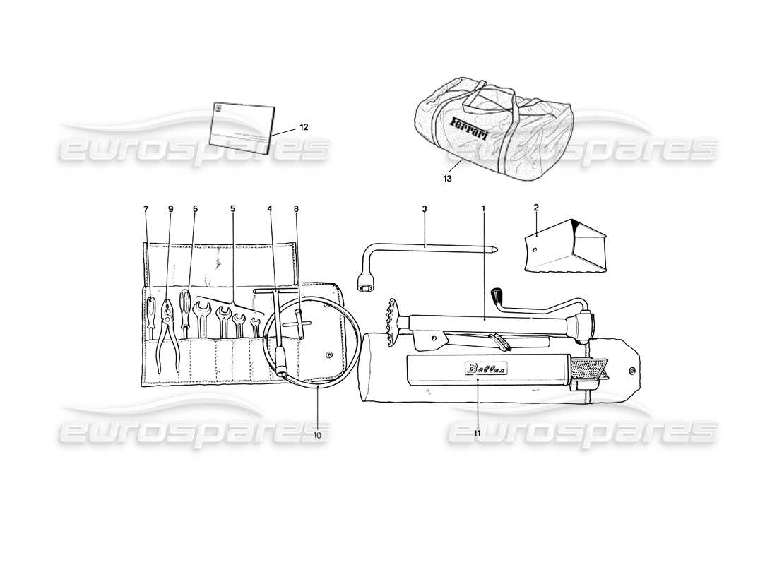 ferrari 246 dino (1975) herramienta - diagrama de piezas del kit