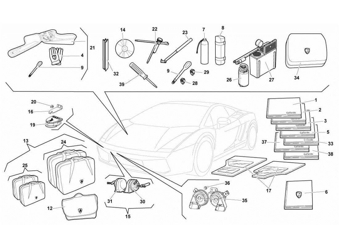 lamborghini gallardo sts ii sc accesorios diagrama de piezas