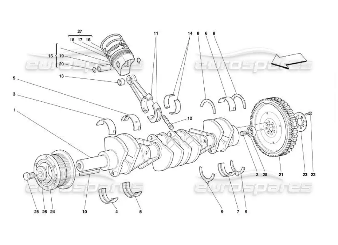 ferrari 550 barchetta driving shaft - connecting rods and pistons diagrama de piezas