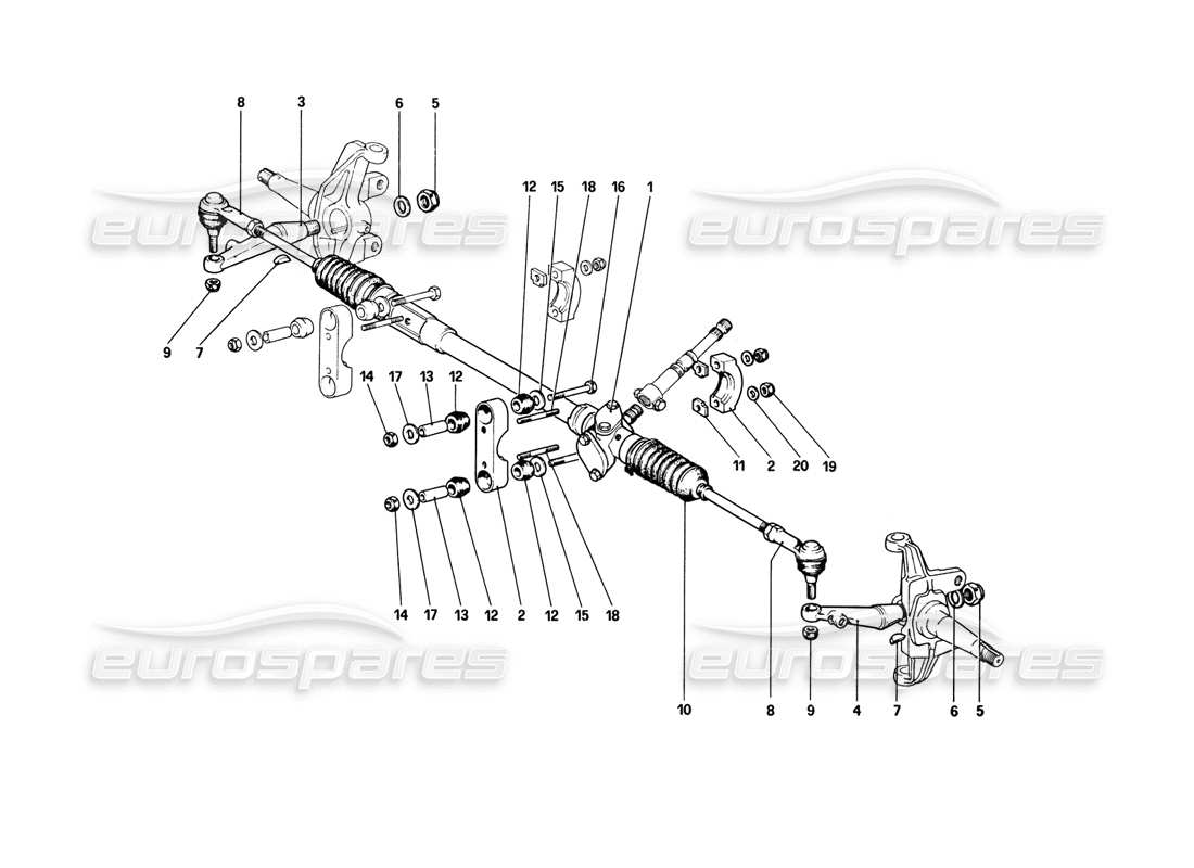 ferrari 308 gtb (1980) caja de dirección y varillaje diagrama de piezas