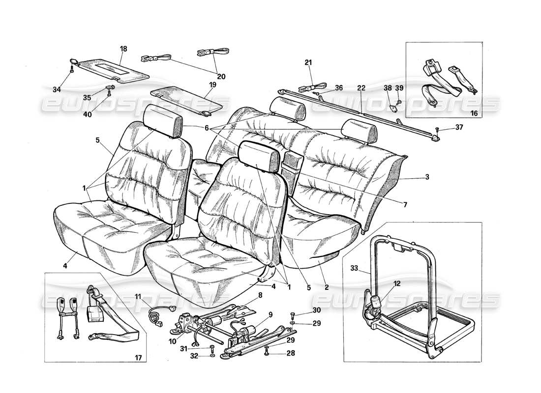maserati qtp.v8 4.9 (s3) 1979 seats diagrama de piezas