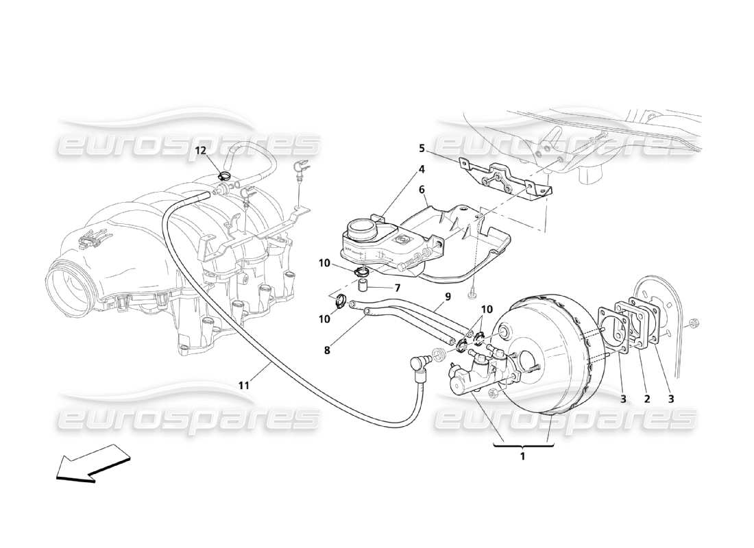 maserati qtp. (2003) 4.2 diagrama de piezas del sistema de refuerzo de frenos
