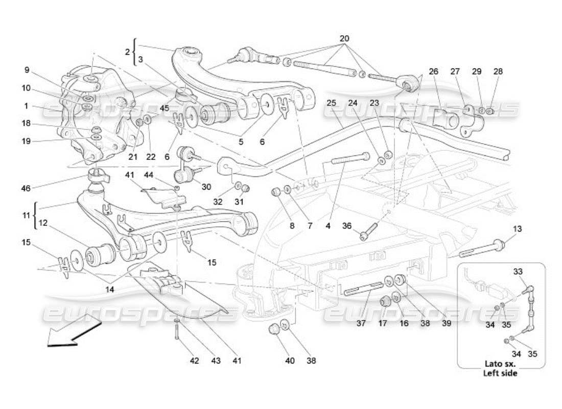 maserati qtp. (2005) 4.2 rear suspension diagrama de piezas