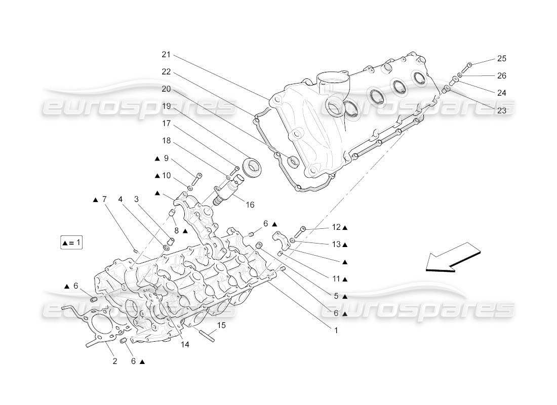 maserati qtp. (2010) 4.2 auto diagrama de piezas de la culata izquierda