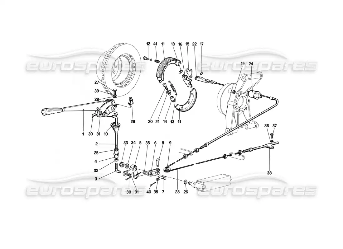 ferrari 400i (1983 mechanical) control de freno de mano diagrama de piezas