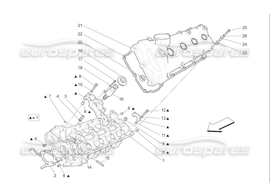 maserati qtp. (2008) 4.2 auto diagrama de piezas de la culata izquierda