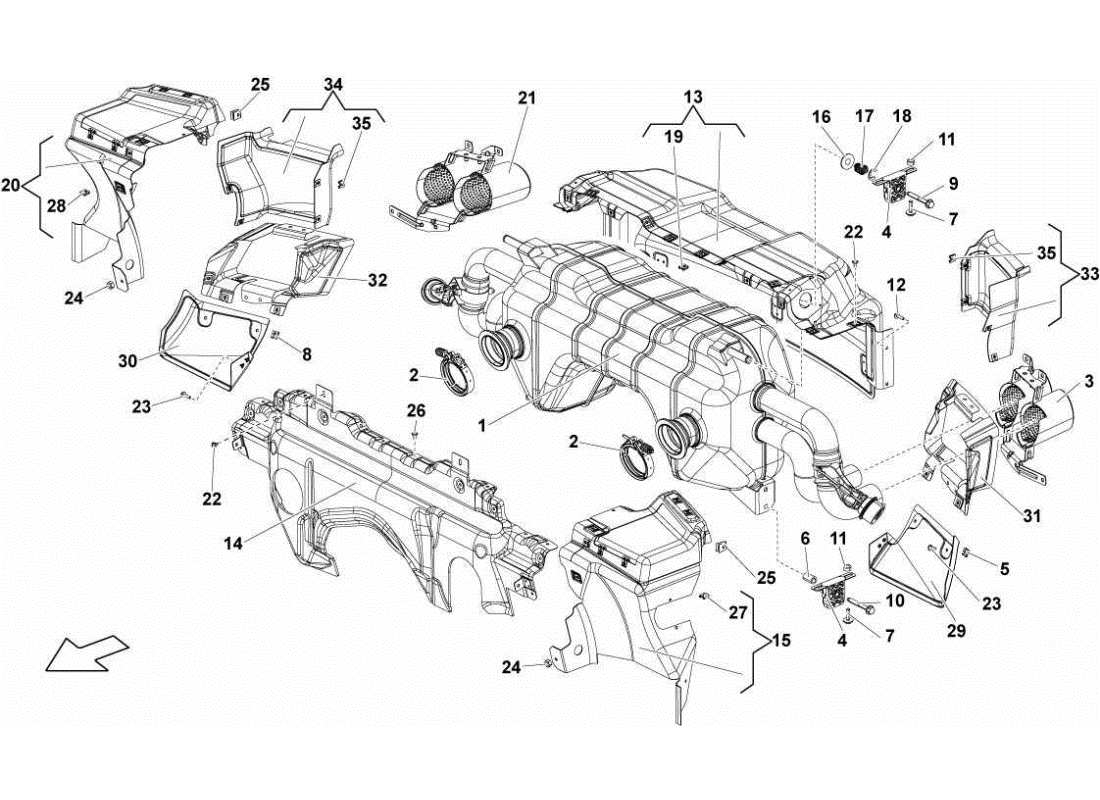 lamborghini gallardo sts ii sc sistema de escape diagrama de piezas