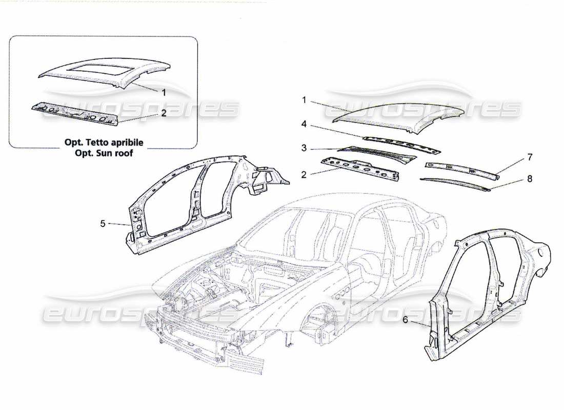 maserati qtp. (2010) 4.7 diagrama de piezas de carrocería y paneles exteriores centrales