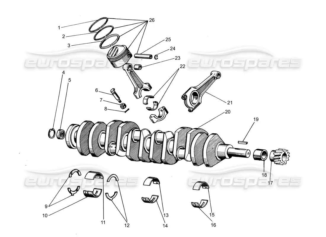 lamborghini espada crankshaft (to 400) diagrama de piezas