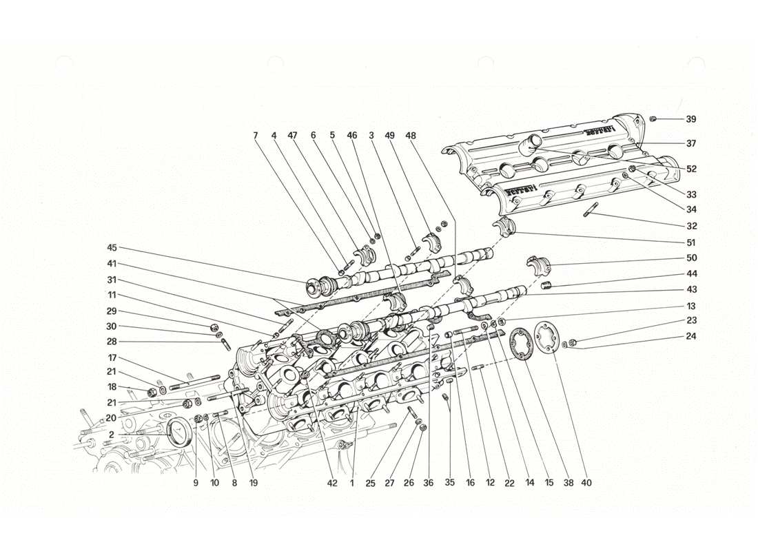ferrari 208 gtb gts diagrama de piezas de la culata (izquierda)
