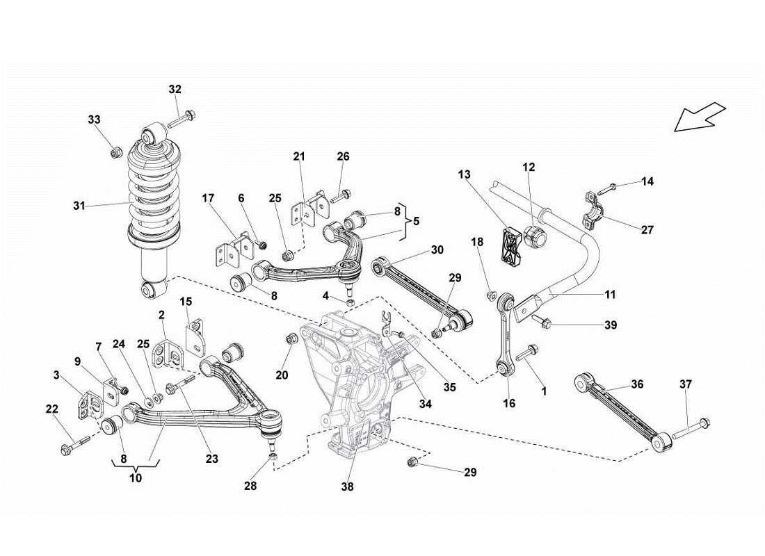 lamborghini gallardo lp570-4s perform brazos traseros diagrama de piezas