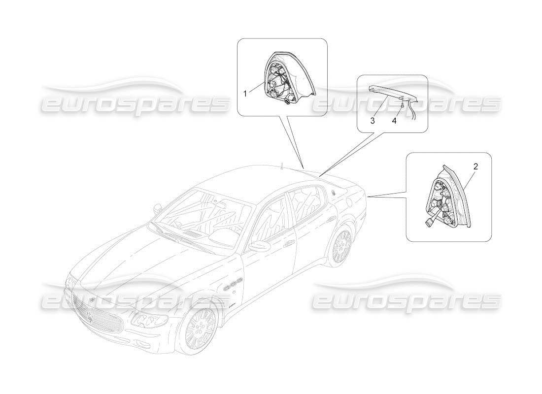 maserati qtp. (2011) 4.7 auto diagrama de piezas de los grupos de luces traseras