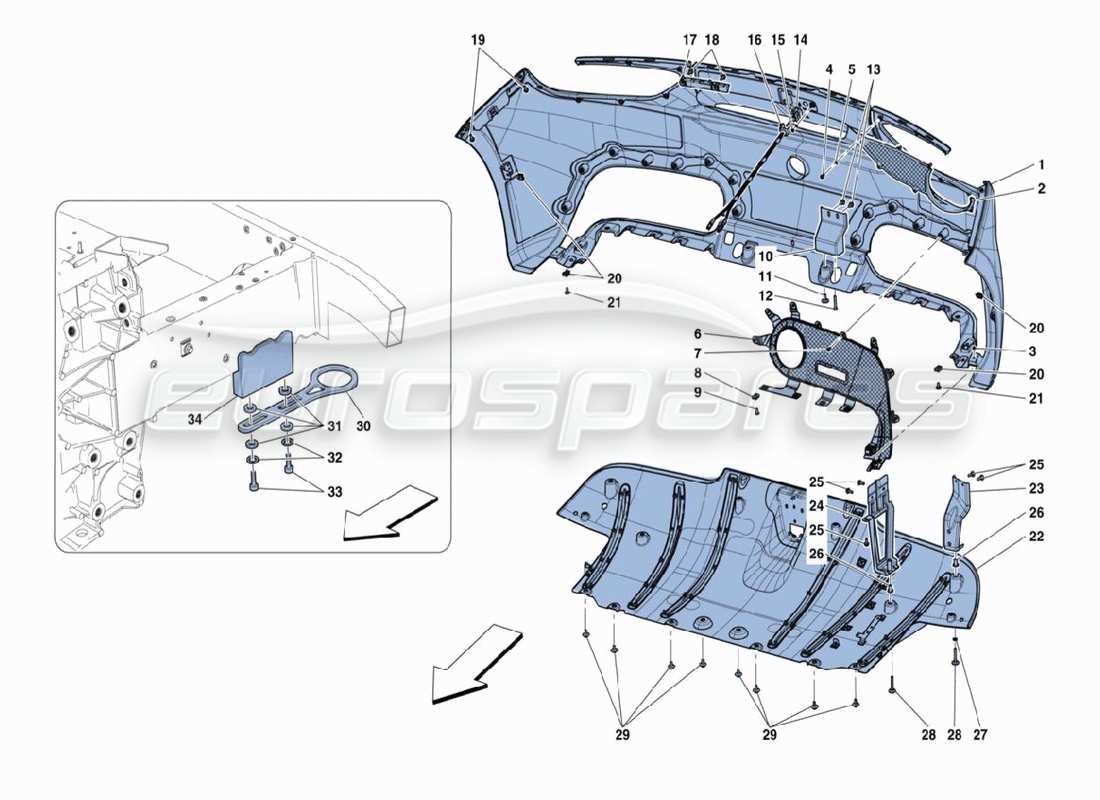 ferrari 488 challenge parachoques trasero diagrama de piezas