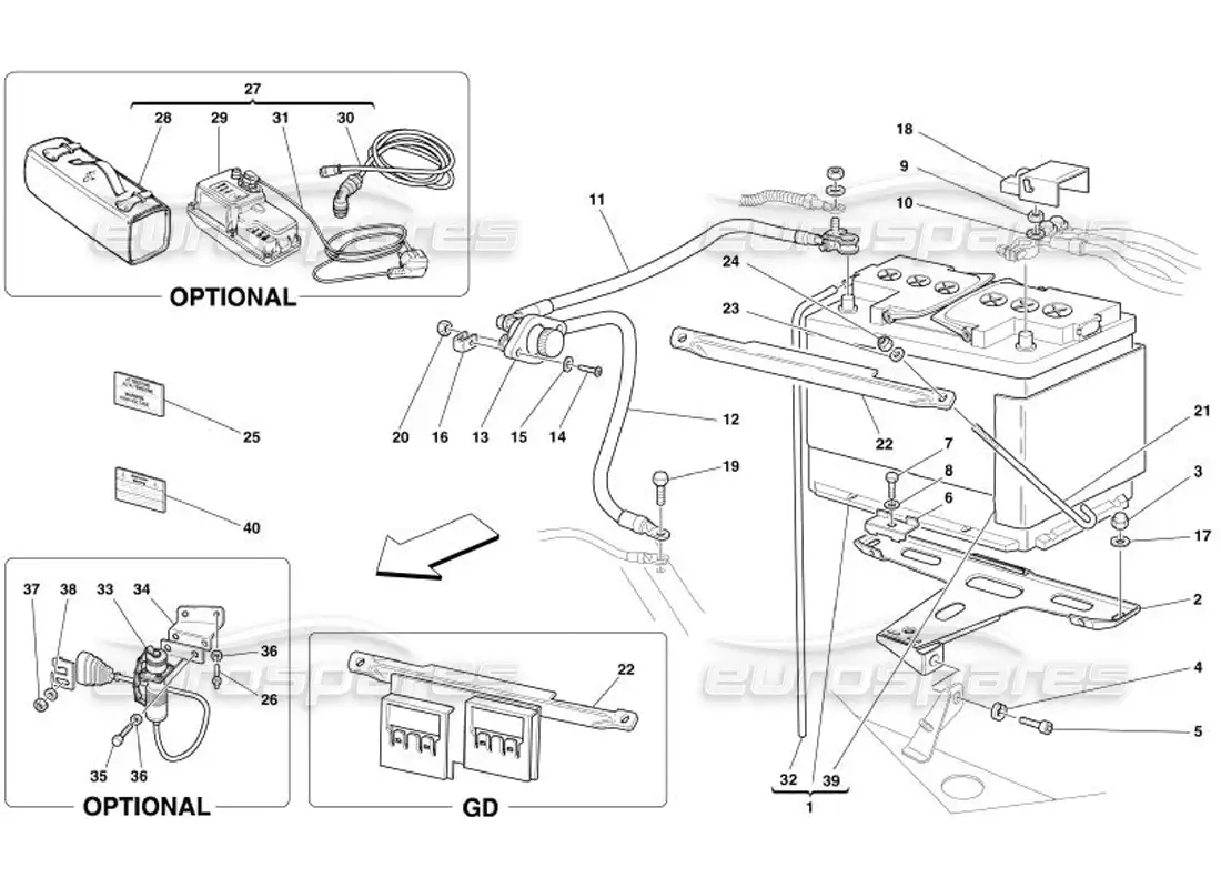 ferrari 575 superamerica batería diagrama de piezas