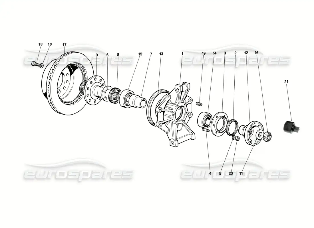 ferrari testarossa (1990) suspensión trasera - disco de freno (hasta el número de vehículo 75995) diagrama de piezas