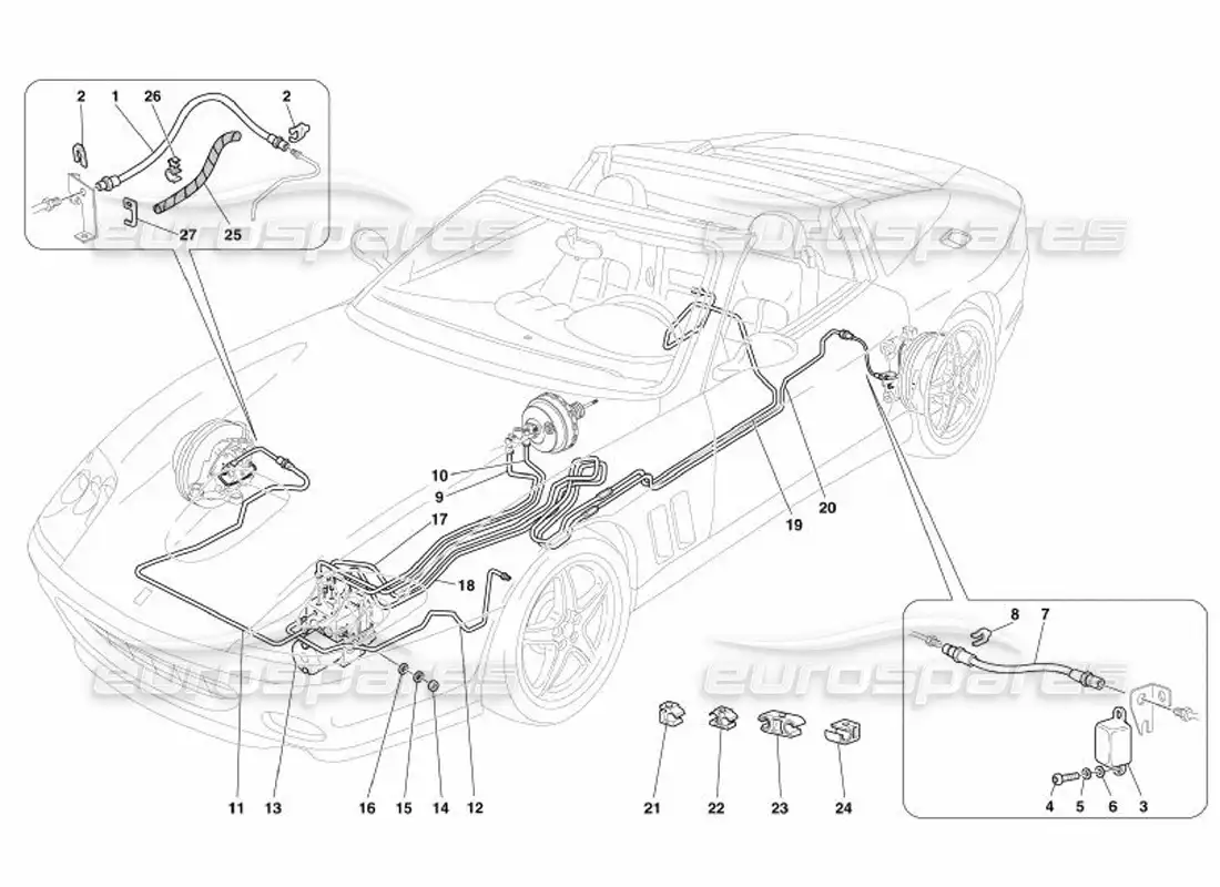 ferrari 575 superamerica sistema de frenos -no para gd- diagrama de piezas