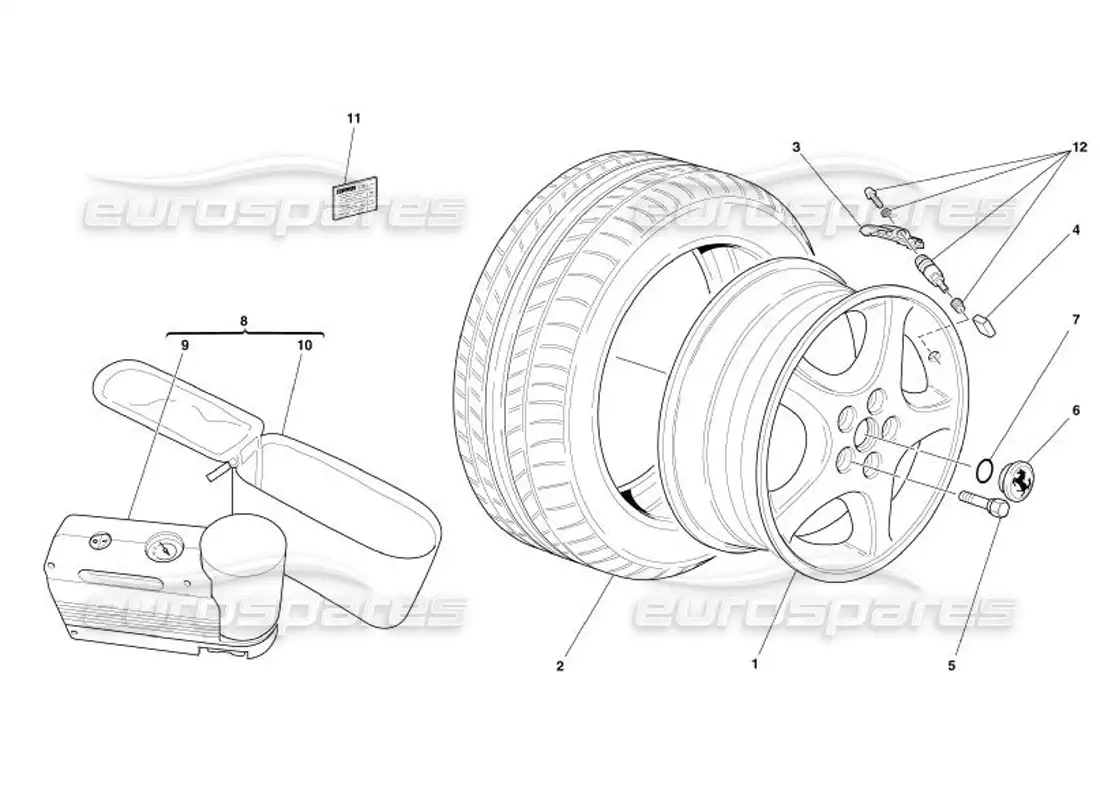 ferrari 575 superamerica ruedas diagrama de piezas