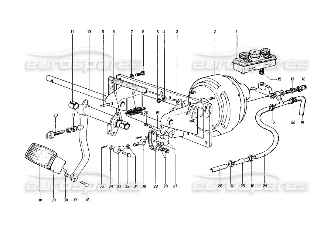 ferrari 400 gt (mechanical) frenos accionamiento hidráulico (400 automático - variantes para versión rhd) diagrama de piezas