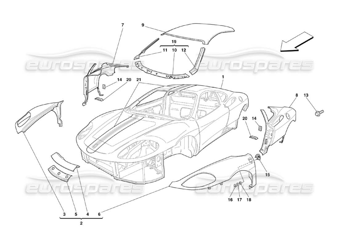 ferrari 360 challenge stradale carrocería - adornos exteriores diagrama de piezas
