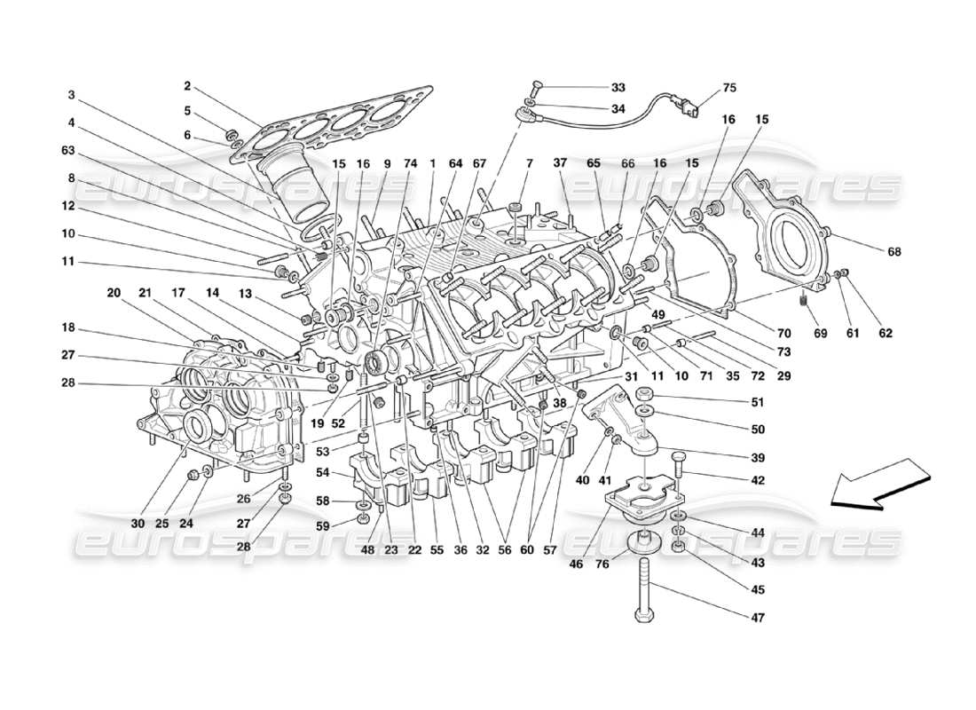 ferrari 360 challenge stradale crankcase diagrama de piezas