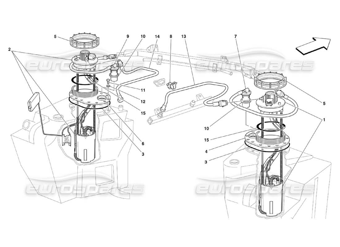 ferrari 360 challenge stradale diagrama de piezas de bombas y tuberías de combustible