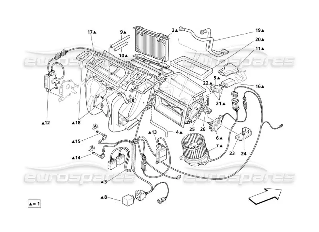 maserati 4200 spyder (2005) grupo evaporador diagrama de piezas