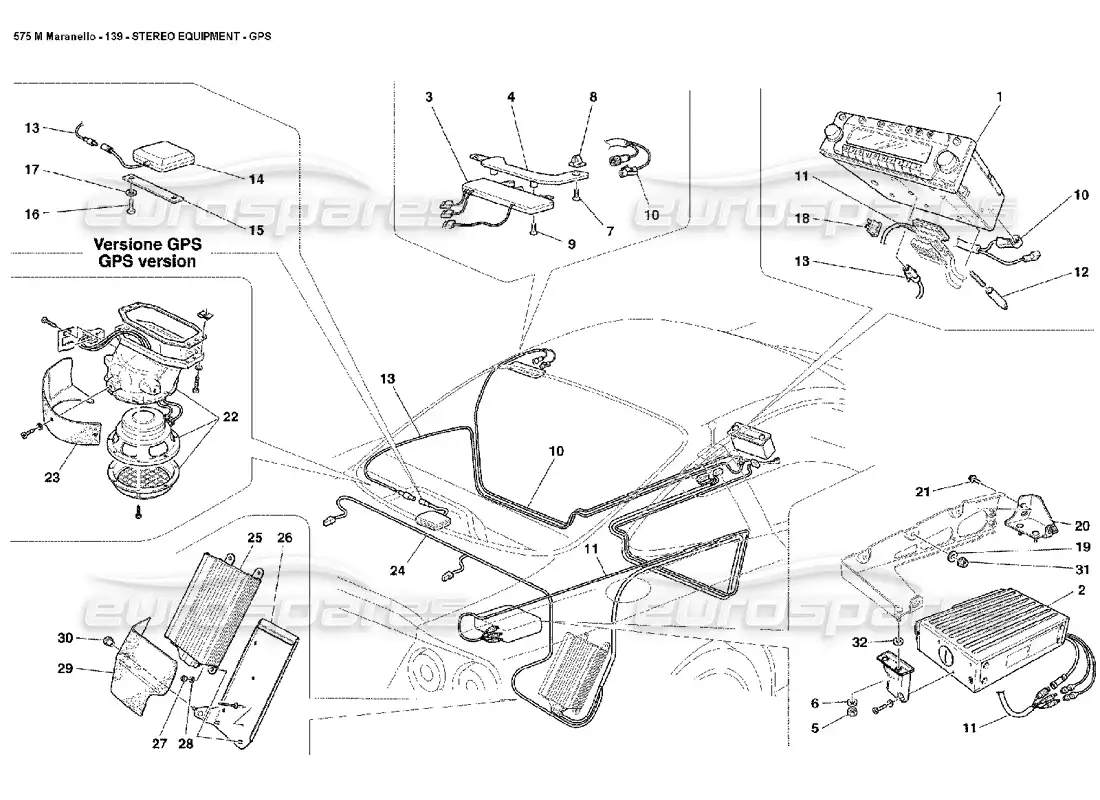 ferrari 575m maranello equipo estéreo gps diagrama de piezas