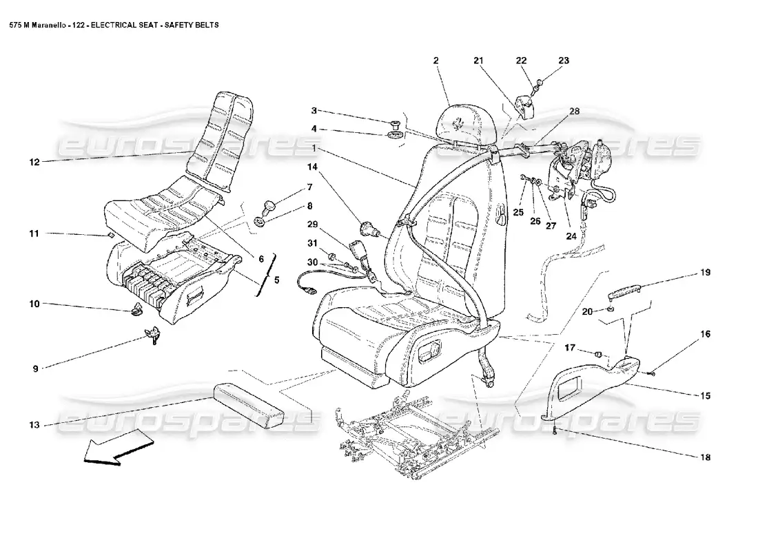 ferrari 575m maranello cinturones de seguridad eléctricos diagrama de piezas