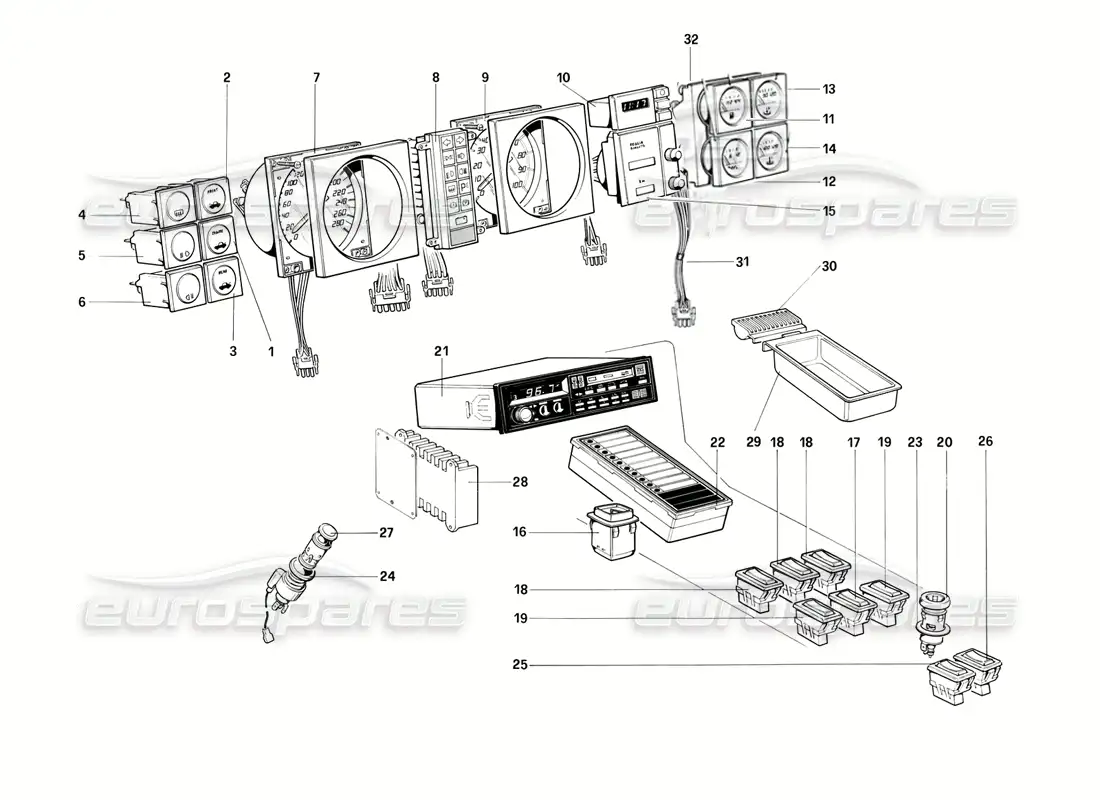 ferrari mondial 3.2 qv (1987) instruments diagrama de piezas