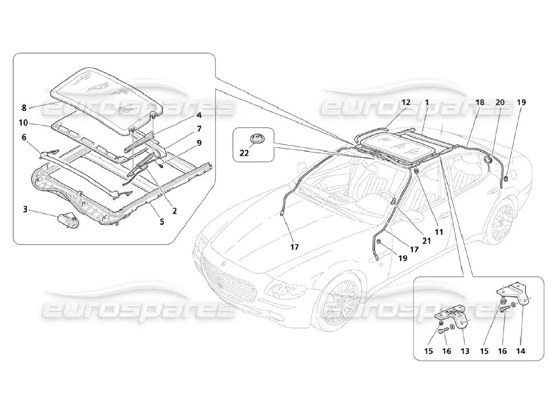 maserati qtp. (2006) 4.2 techo removible diagrama de piezas