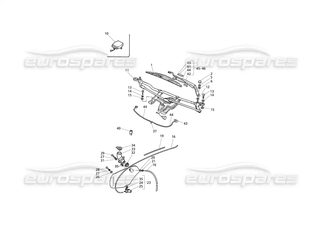 maserati qtp v6 evoluzione limpiaparabrisas y arandela diagrama de piezas