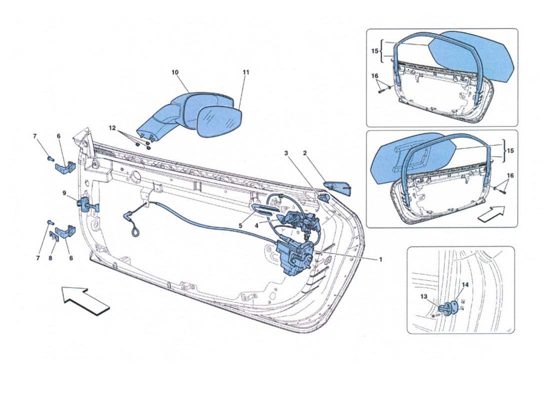 ferrari 458 challenge cremalleras y espejo retrovisor diagrama de piezas