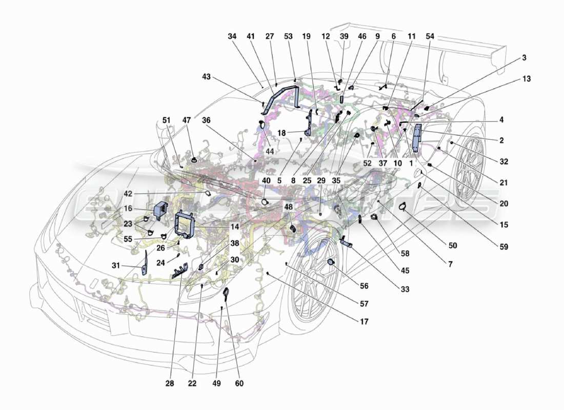 ferrari 488 challenge diagrama de piezas de cableado