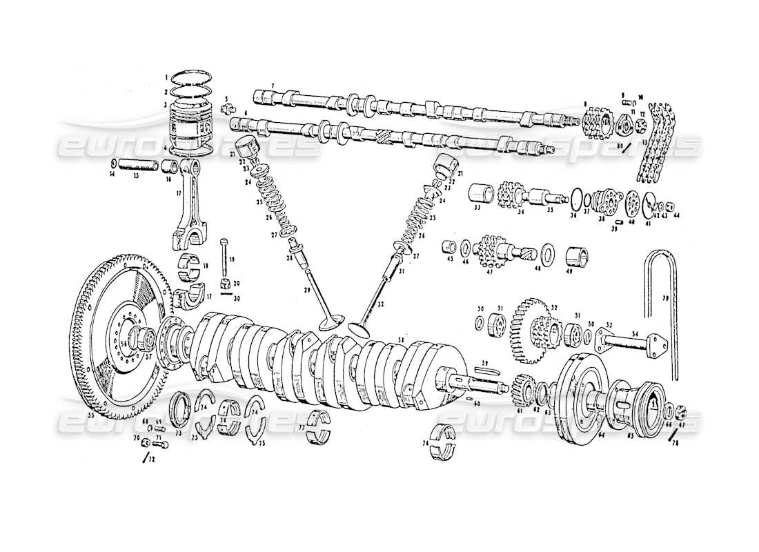 maserati 3500 gt piezas móviles y sincronización diagrama de piezas