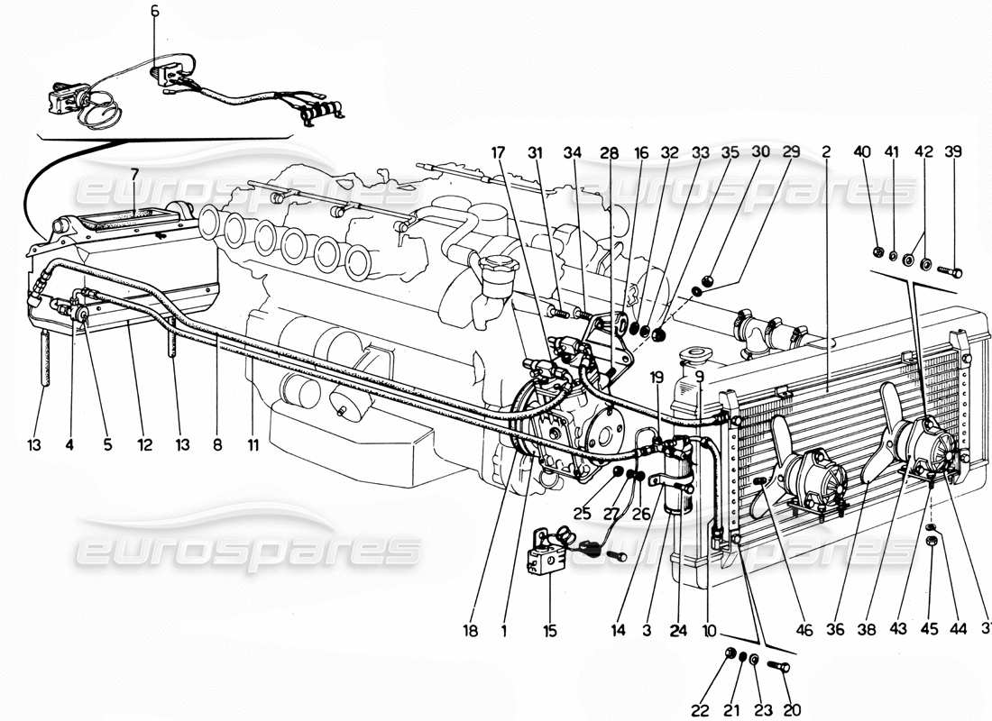 ferrari 365 gtc4 (mechanical) sistema de aire acondicionado diagrama de piezas
