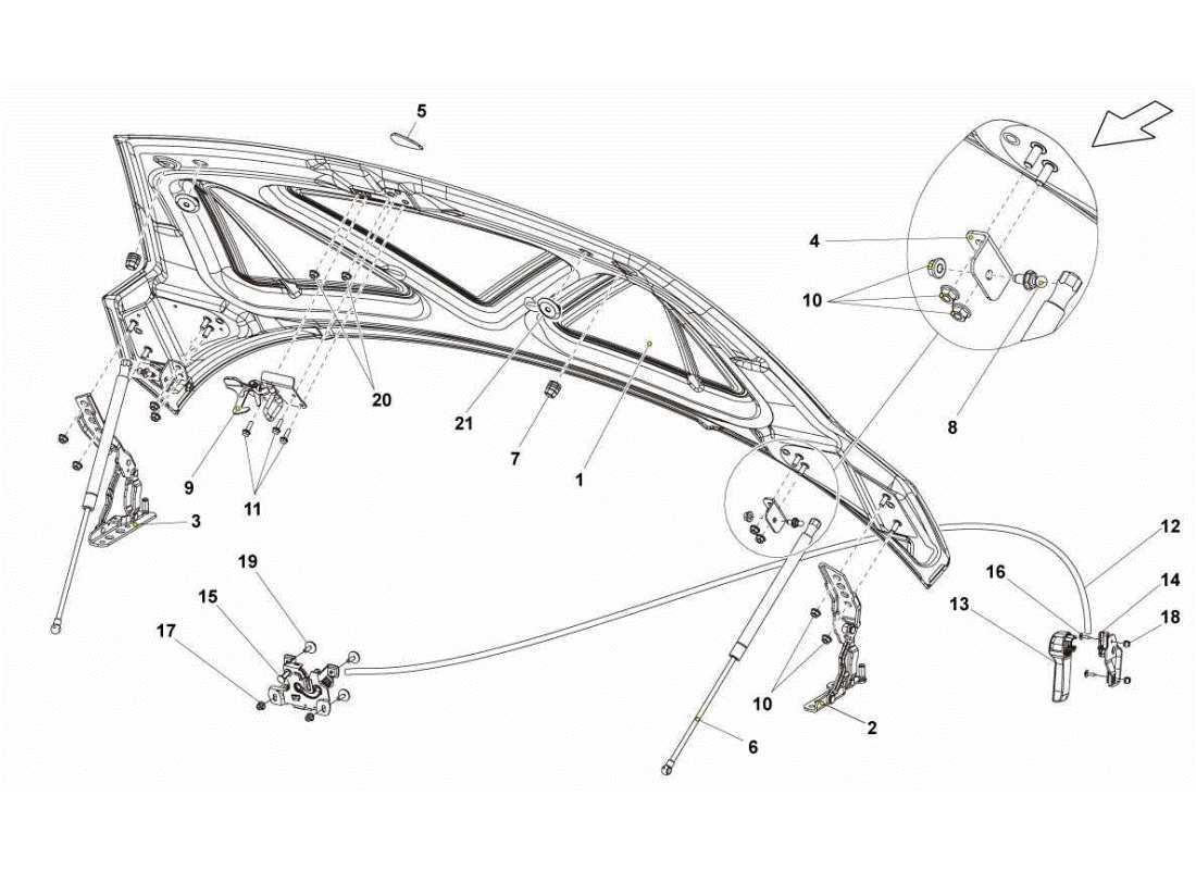 lamborghini gallardo sts ii sc capucha delantera diagrama de piezas