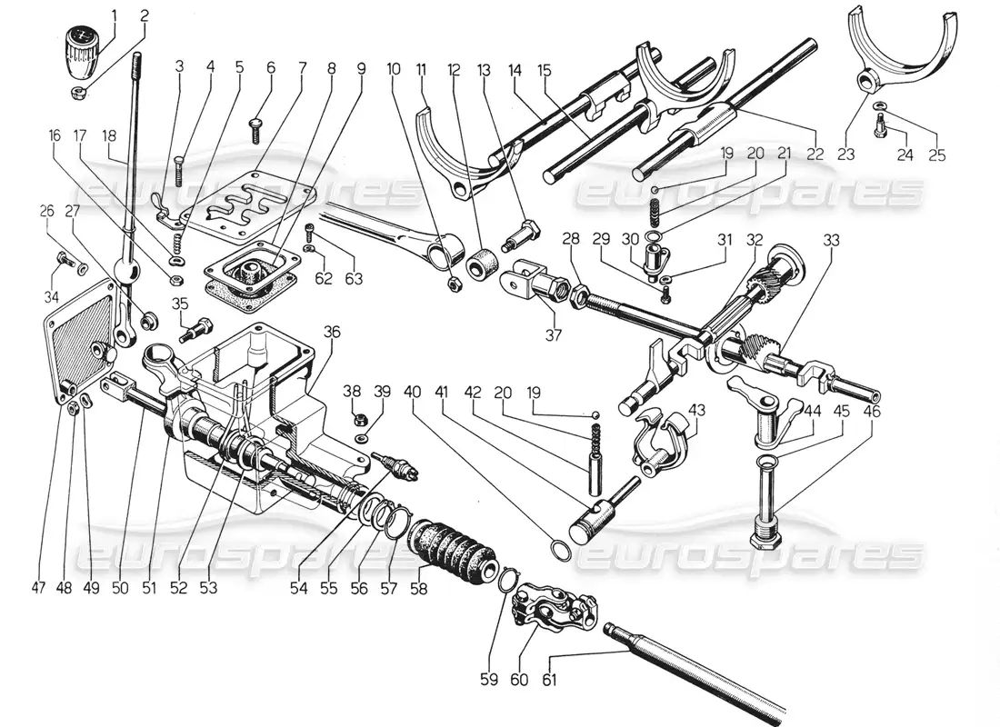 lamborghini urraco p300 gear shift lever diagrama de piezas